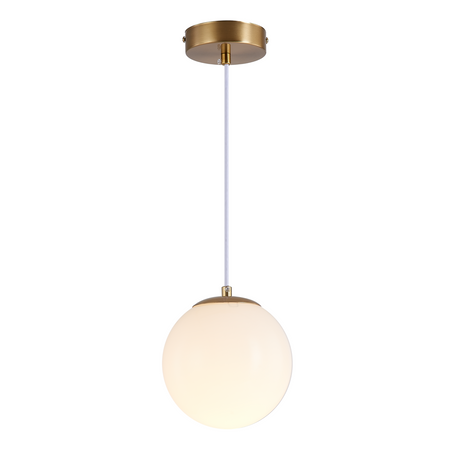 Lampa sufitowa złota metalowa z mlecznym kloszem ozdobna szklana kula E27