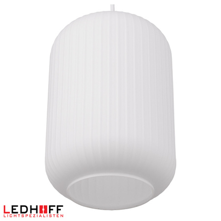 Lampa wisząca szklana E27 biała złota GLAMOUR szkło ryflowane