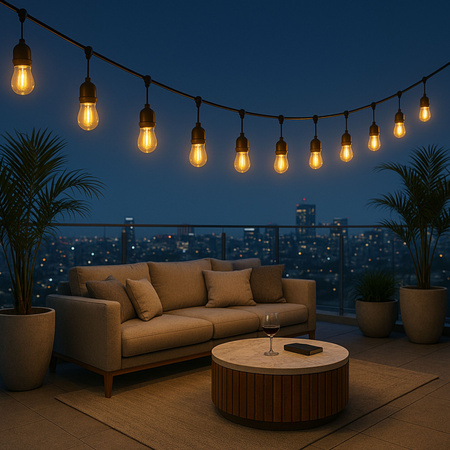 Girlanda ogrodowa łańcuch świetlny 15m + 20x żarówka LED Lampki do ogrodu