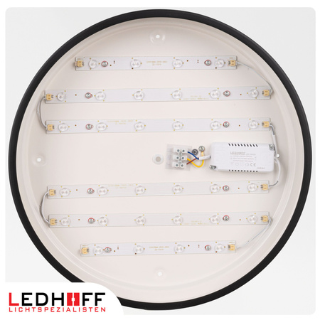 Lampa sufitowa LED Plafon 40cm z drewnem CZARNA Okrągła 40W naturalna 4000K