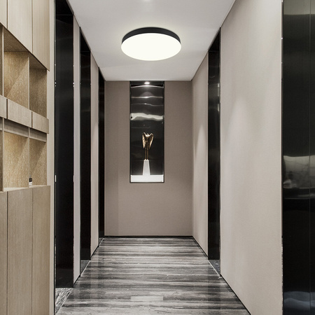 Plafon sufitowy LED okrągły czarny 3 barwy światła 3 poziomy jasności 50cm IP54