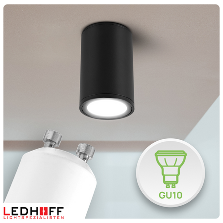 Oprawa sufitowa natynkowa tuba GU10 okrągła czarna IP44