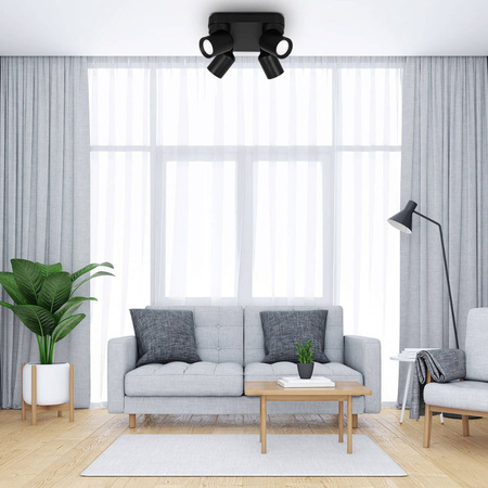 Kinkiet sufitowy kwadrat poczwórny Spot GU10 czarny