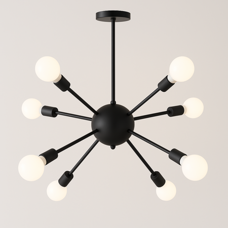 Lampa sufitowa Loft SPUTNIK 8x E27 czarna Industrialna Nowoczesny DESIGN