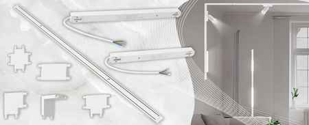 Oświetlenie szynowe magnetyczne ZESTAW listwa 1m + 3x reflektor LED