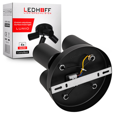 Kinkiet sufitowy okrągły poczwórny Spot GU10 czarny