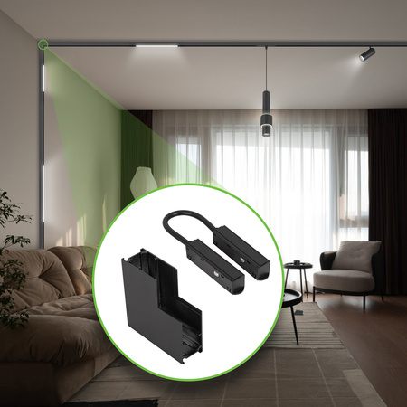 Łącznik pionowy do szyny magnetycznej M20 złączka zasilająca kątowa czarna