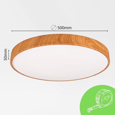 Plafon sufitowy LED 50cm z drewnianym wzorem