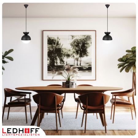 Lampa wisząca czarna biały szklany klosz nad stół NOWOCZESNA