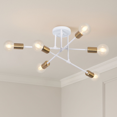 Lampa sufitowa biało-złota metalowa E27 ozdobna 6-punktowa Trinity