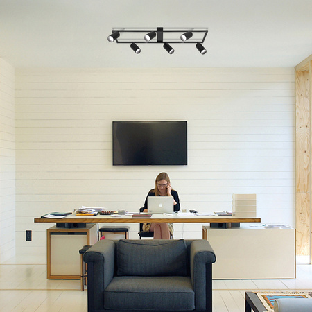 Kinkiet sufitowy Lampa 6x GU10 SPOT czarny duży prostokąt QUADRO