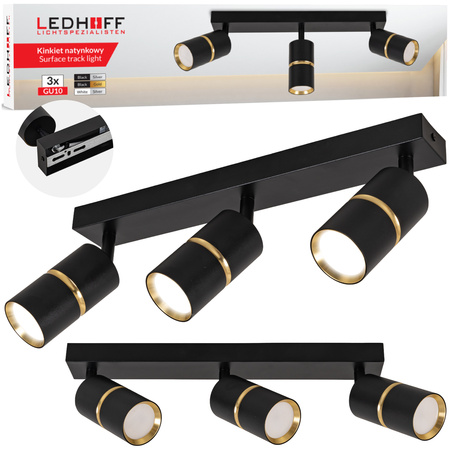 Kinkiet sufitowy Lampa potrójna SPOT GU10 czarna złota