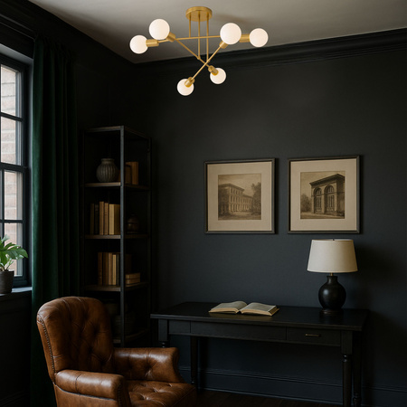 Lampa sufitowa złota metalowa E27 ozdobna 6-punktowa Trinity