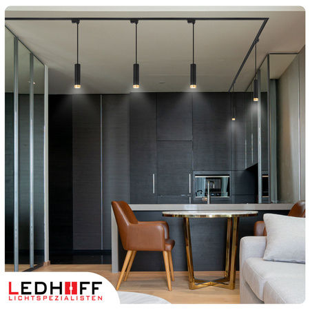 Oświetlenie szynowe czarny złoty 4x lampa wisząca 150cm GU10 szyna 2m