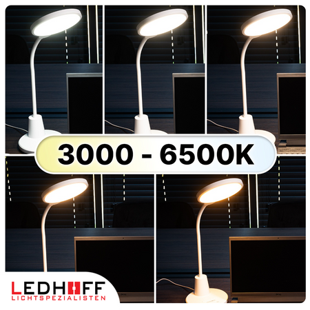 Lampka biurkowa LED biała 10W 3 barwy światła