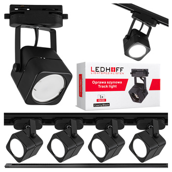 Oświetlenie szynowe czarne reflektor GU10 x4 szyna 1m