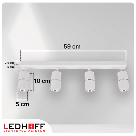 Kinkiet sufitowy Lampa poczwórna SPOT GU10 biała srebrna