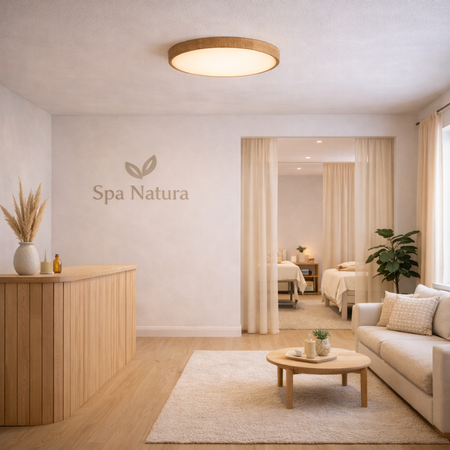 Plafon sufitowy LED 60cm z drewnianym wzorem