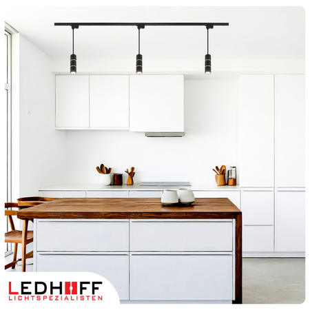 Oświetlenie szynowe czarny złoty 5x lampa wisząca 100cm GU10 szyna 2m