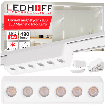 Lampa LED reflektor do szyny magnetycznej 6W punktowa BIAŁA 4000K oprawa