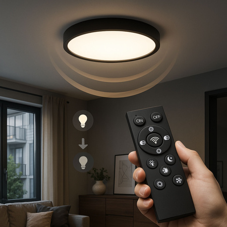 Plafon LED z PILOTEM Lampa sufitowa ŚCIEMNIANA 30cm