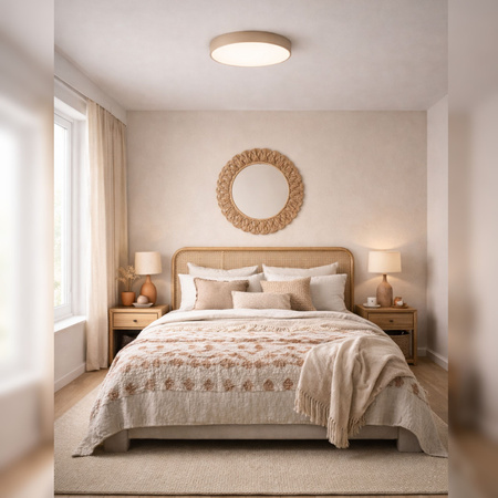 Plafon sufitowy LED beżowy 40cm - wysoka wydajność świetlna 100lm/W