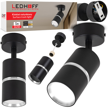 Kinkiet sufitowy pojedynczy SPOT GU10 czarny srebrny