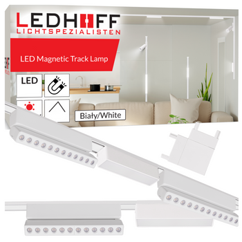 Oświetlenie szynowe magnetyczne ZESTAW 2x listwa 1m + 5x lampa LED BIAŁA
