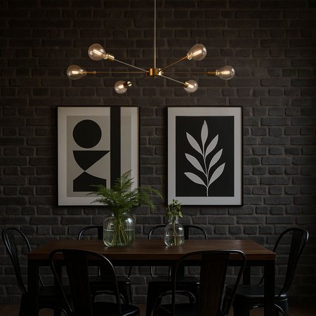 Lampa sufitowa złota metalowa E27 ozdobna 6-punktowa designerska