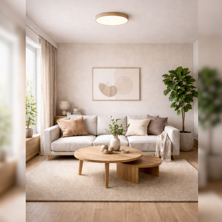 Plafon sufitowy LED beżowy 40cm - wysoka wydajność świetlna 100lm/W