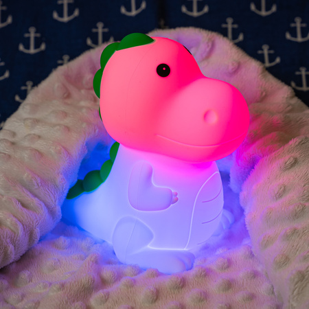 Lampka nocna LED dla dzieci DINOZAUR wielokolorowe światło RGB