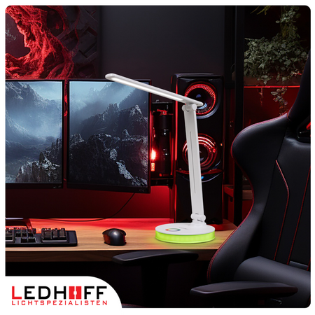 Lampka biurkowa LED do gamingu biała 5W + światło RGB