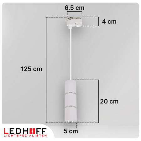 Oświetlenie szynowe biały srebrny 4x lampa wisząca 100cm GU10 szyna 1m