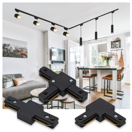 Łącznik kątowy do szyn oświetleniowych LED czarny typ "L" do szynoprzewodu