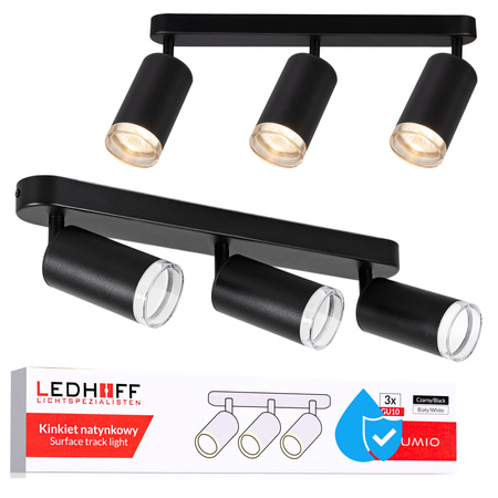 Kinkiet sufitowy potrójny SPOT 3xGU10 czarny wodoodporny