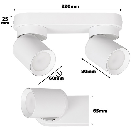 Kinkiet sufitowy podwójny Spot GU10 biały