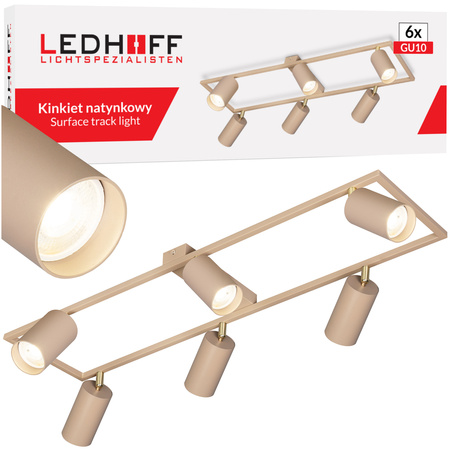 Lampa sufitowa Kinkiet 6x GU10 prostokąt beżowy kaszmirowy LUMIO
