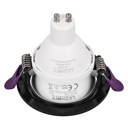 3x Oprawa halogenowa sufitowa podtynkowa GU10 czarno-biała RUCHOMA