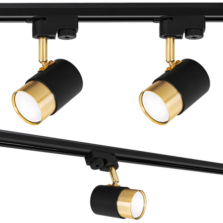 Reflektor szynowy czarno-złoty GU10 lampa na szynoprzewód