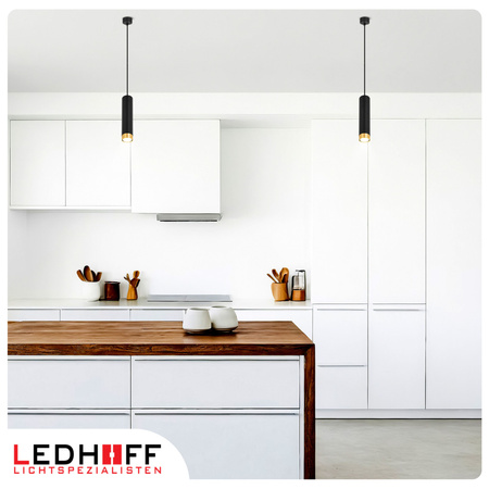 Lampa sufitowa wisząca na kablu Tuba LED GU10 czarna złota