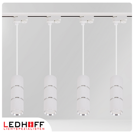 Oświetlenie szynowe biały srebrny 4x lampa wisząca 100cm GU10 szyna 1m