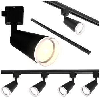 Oświetlenie szynowe czarne 4x lampa GU10 + szyna 1m