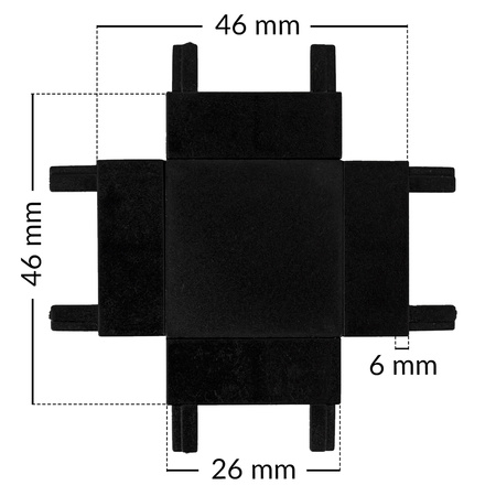 Łącznik krzyżowy do szynoprzewodu oświetlenia magnetycznego typ X CZARNY