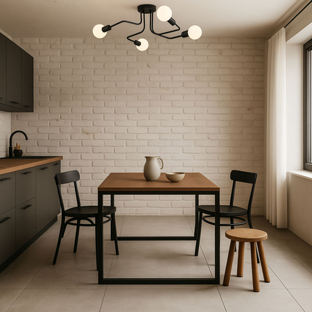 Lampa sufitowa czarna metalowa E27 ozdobna 4-punktowa loft Fiora