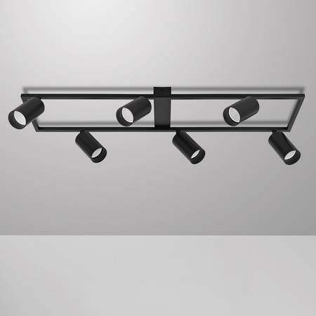 Kinkiet sufitowy Lampa 6x GU10 SPOT czarny duży prostokąt QUADRO