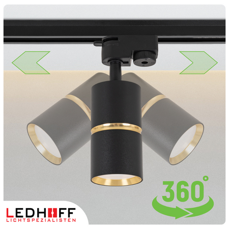 Oświetlenie szynowe czarny złoty 5x lampa GU10 szyna 2m