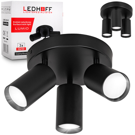 Kinkiet sufitowy okrągły potrójny Spot GU10 czarny