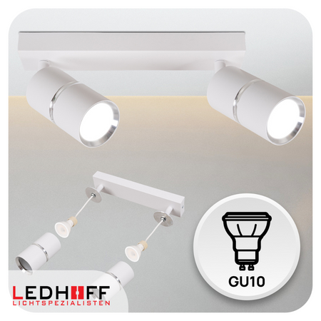 Kinkiet sufitowy podwójny SPOT GU10 biały srebrny