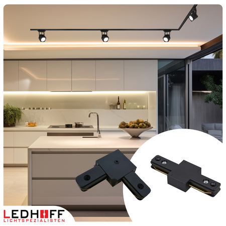 Oświetlenie szynowe czarne reflektor GU10 x4 szyna 2m