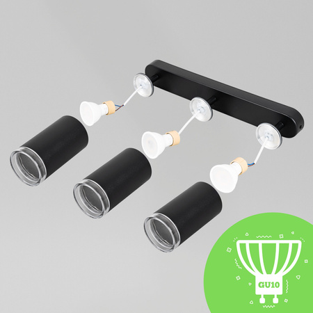 Kinkiet sufitowy potrójny SPOT 3xGU10 czarny wodoodporny
